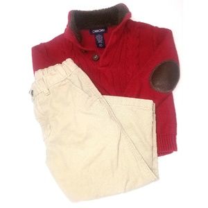 Handsome 3T Red Sweater and Khakis